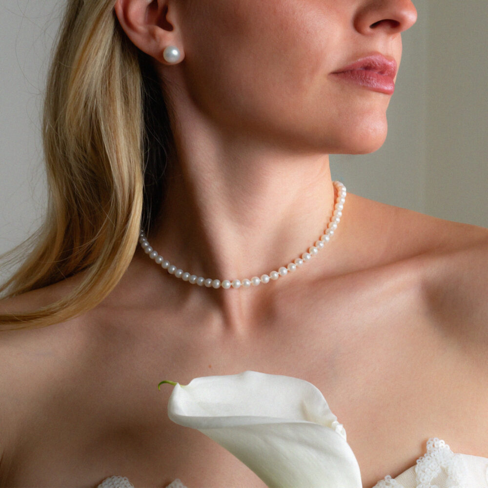 Classic White Pearl Necklace | 6.5 – 7.5 mm | Round Pearls - Image 1