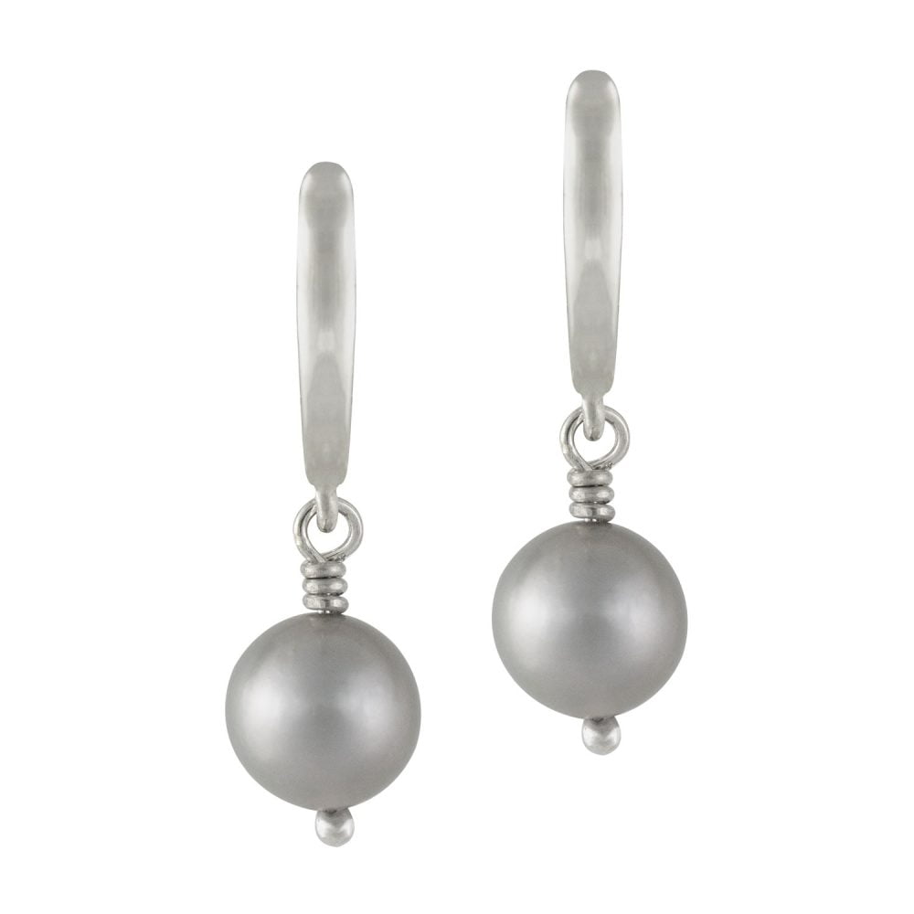 VEP10.RW7-10 Silver Grey Pearl Earrings | 7 – 9 mm | Round Pearls - Image 2