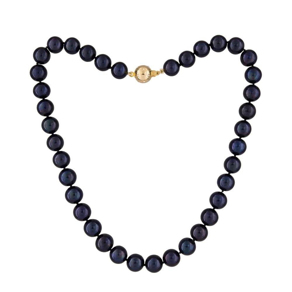 Classic Black Pearl Necklace | 9.5 – 10.5 mm | Round Pearls - Image 1