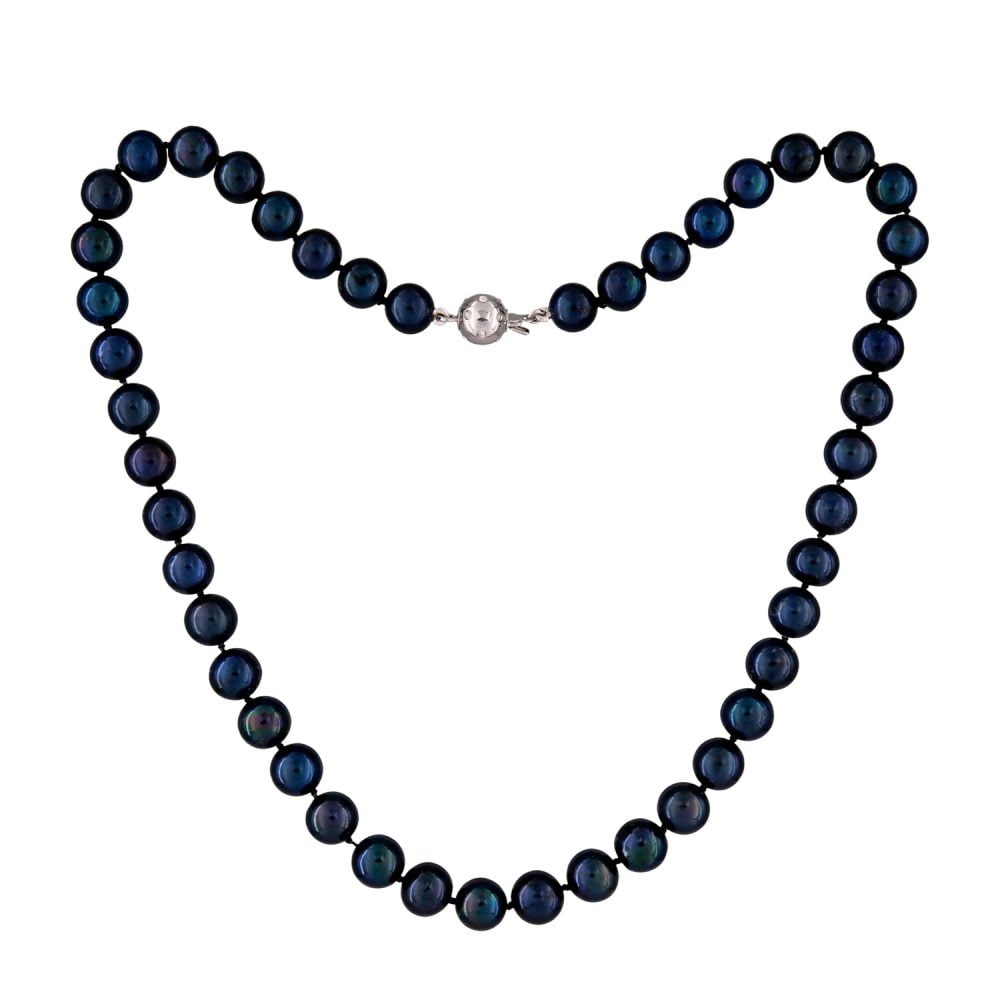 Classic Black Pearl Necklace | 7.5 – 8.5 mm | Round Pearls - Image 1