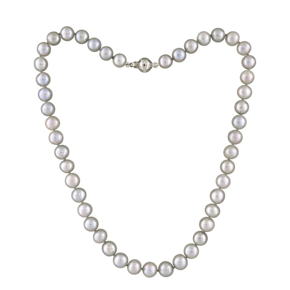 Classic Silver Grey Pearl Necklace | 7.5 – 8.5 mm | Round Pearls - Image 1