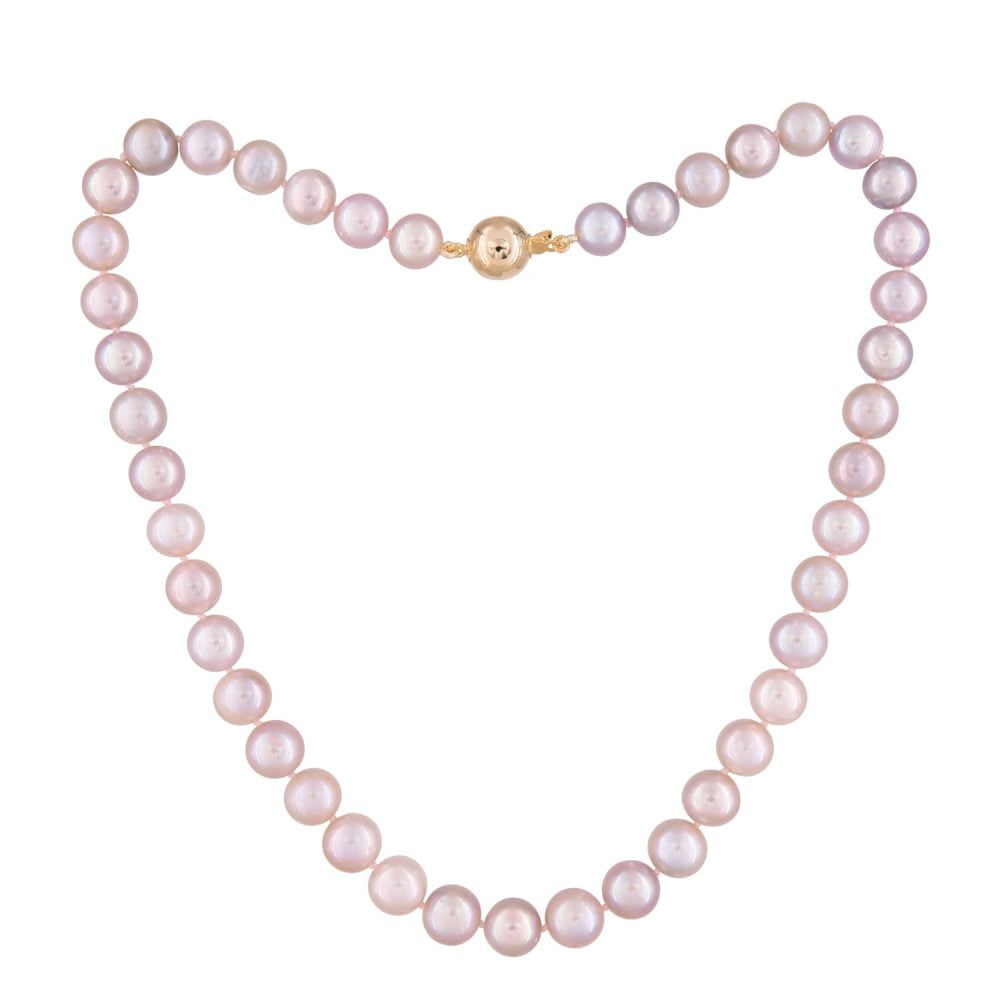 Classic Lavender Pearl Necklace | 9.5 – 10.5 mm | Round Pearls - Image 1