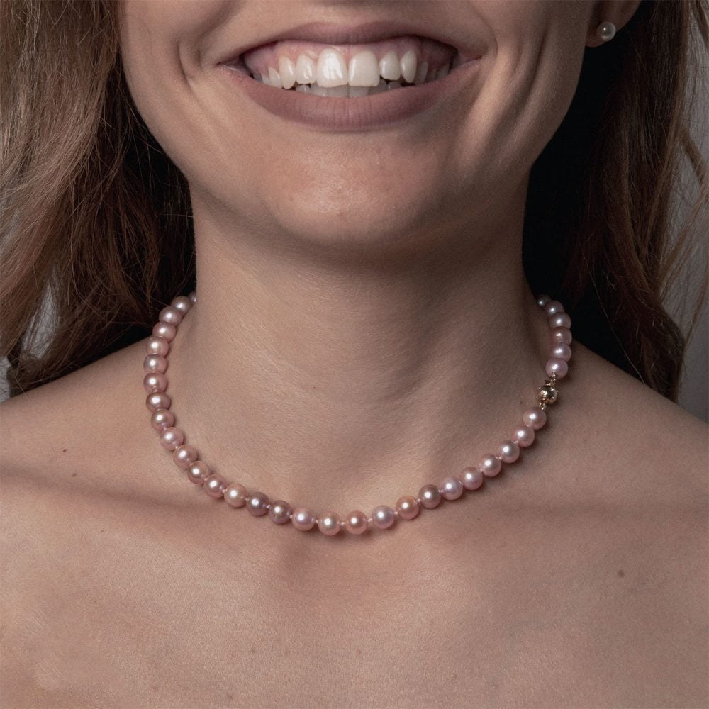 Classic Lavender Pearl Necklace | 6.5 – 7.5 mm | Round Pearls - Image 1