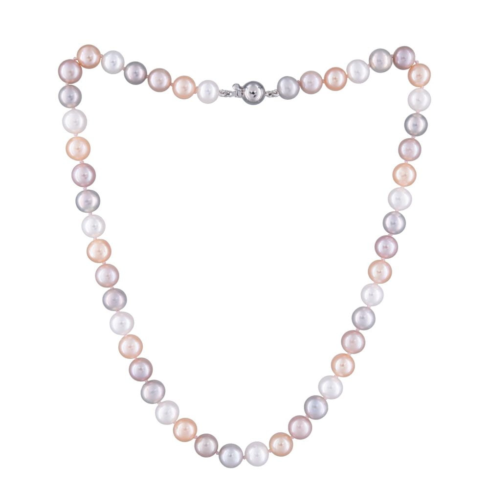 Classic Multicolored Pearl Necklace | 7.5 – 8.5 mm | Round Pearls - Image 2