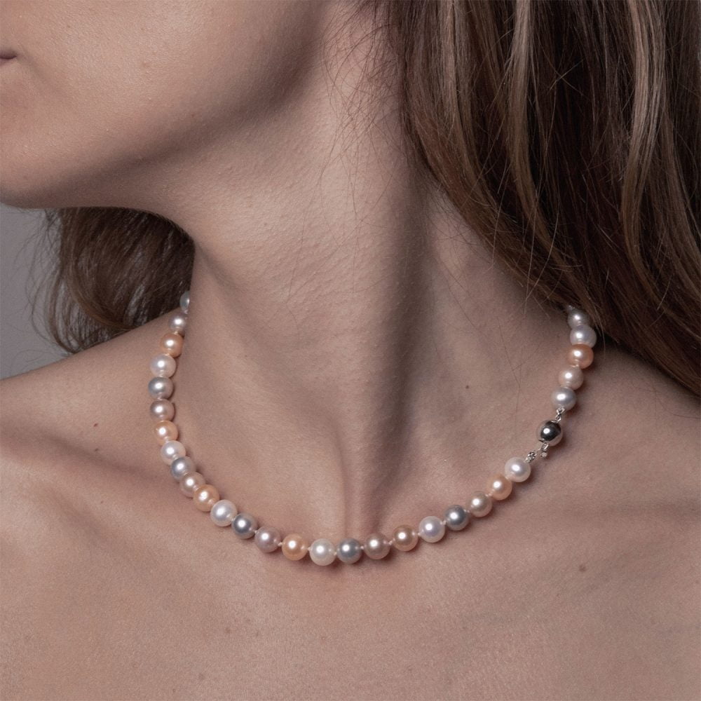 Classic Multicolored Pearl Necklace | 7.5 – 8.5 mm | Round Pearls - Image 1