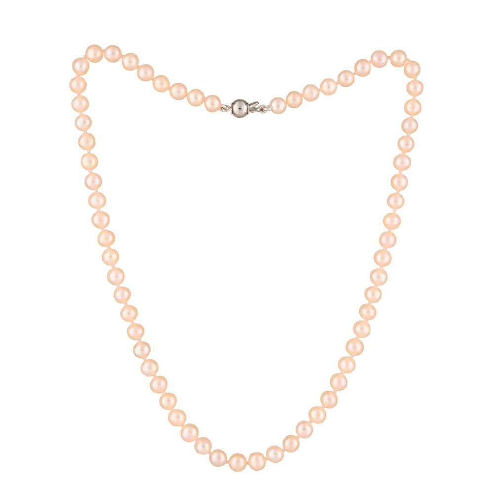 Classic Pink to Peach Pearl Necklace | 4.5 – 5.5 mm | Round Pearls - Image 1