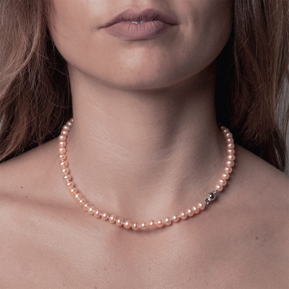 Classic Pink to Peach Pearl Necklace | 4.5 – 5.5 mm | Round Pearls - Image 2