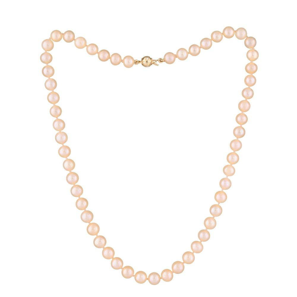 Classic Pink to Peach Pearl Necklace | 6.5 – 7.5 mm | Round Pearls - Image 1