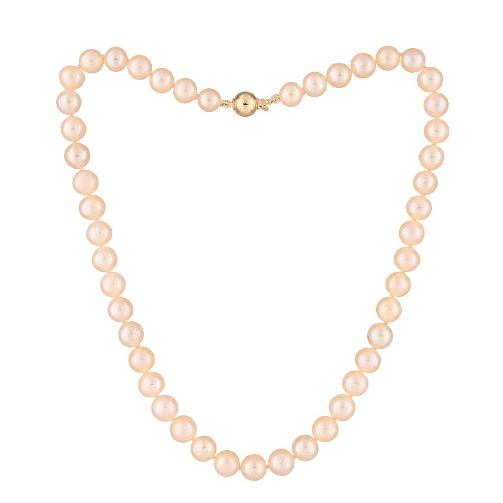 Classic Pink to Peach Pearl Necklace | 8.5 – 9.5 mm | Round Pearls - Image 1