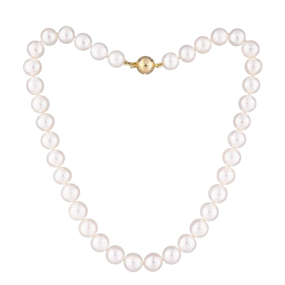 Classic White Pearl Necklace | 9.5 – 10.5 mm | Round Pearls - Image 1