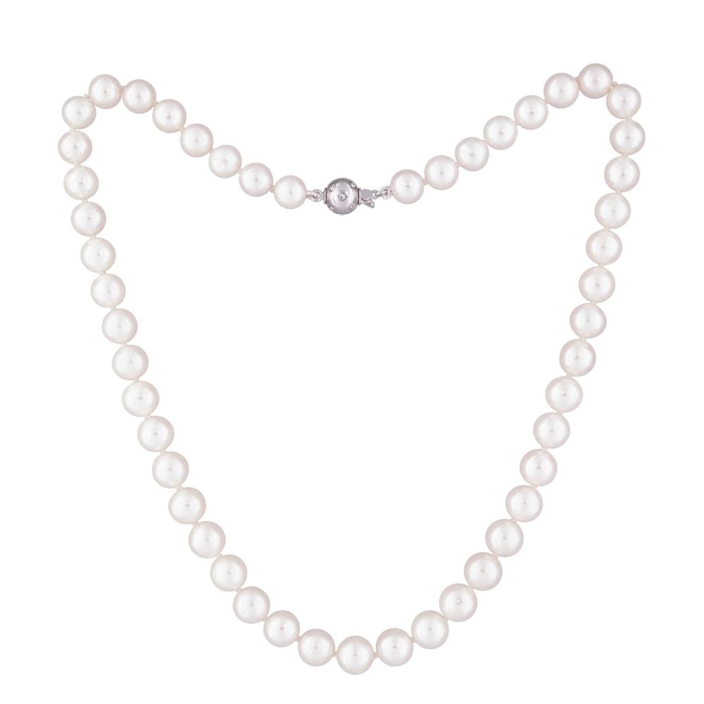 Classic White Pearl Necklace | 7.5 – 8.5 mm | Round Pearls - Image 1