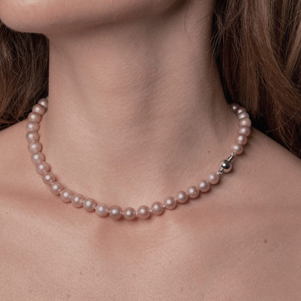 Classic Lavender Pearl Necklace | 8.5 – 9.5 mm | Round Pearls - Image 1