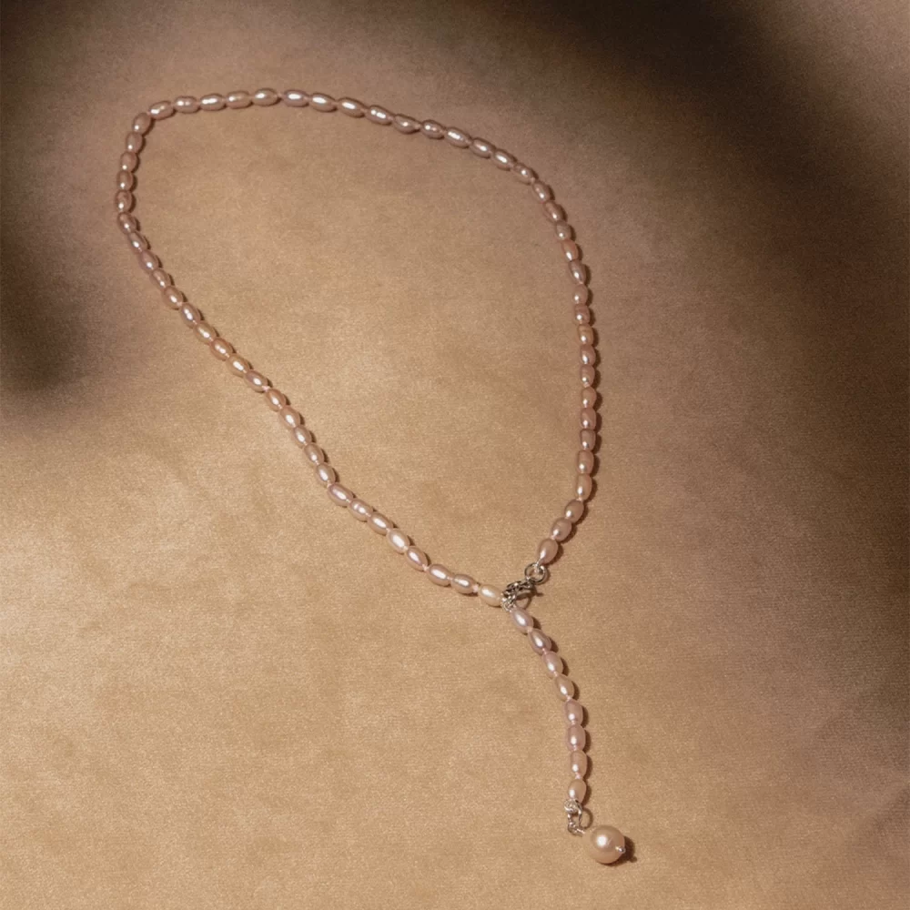 Classic Adjustable Lavender Pearl Necklace | 3.5 – 4.5 mm | Oval Pearls - Image 3