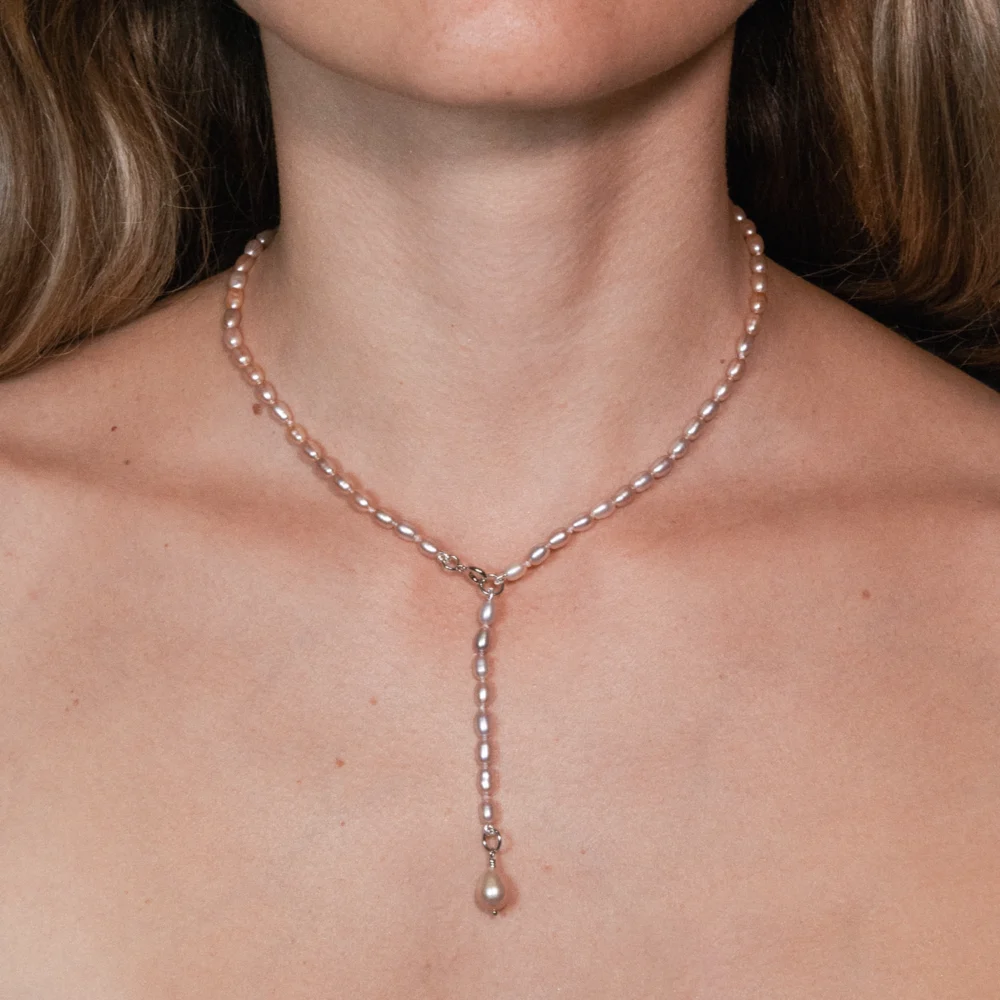 Classic Adjustable Lavender Pearl Necklace | 3.5 – 4.5 mm | Oval Pearls - Image 2