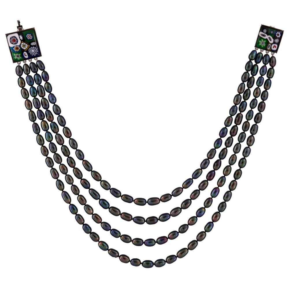 4Р. РАЙС МУРАНО Necklace 'Peacock' | 6.5 – 7.5 mm | Clasp 'Murano' | Oval Pearls - Image 2