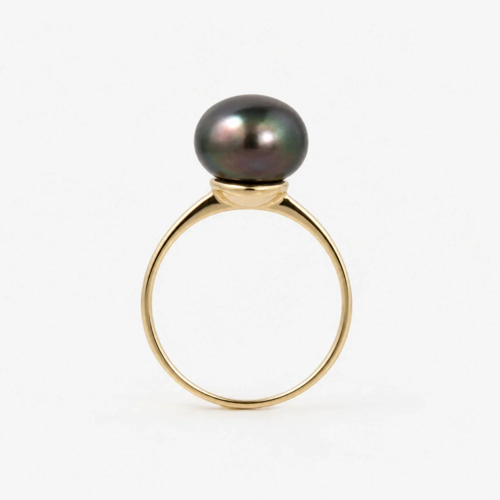 Delicate Pearl Ring with White Pearl | 7 - 10 mm | Button Pearl - Image 9