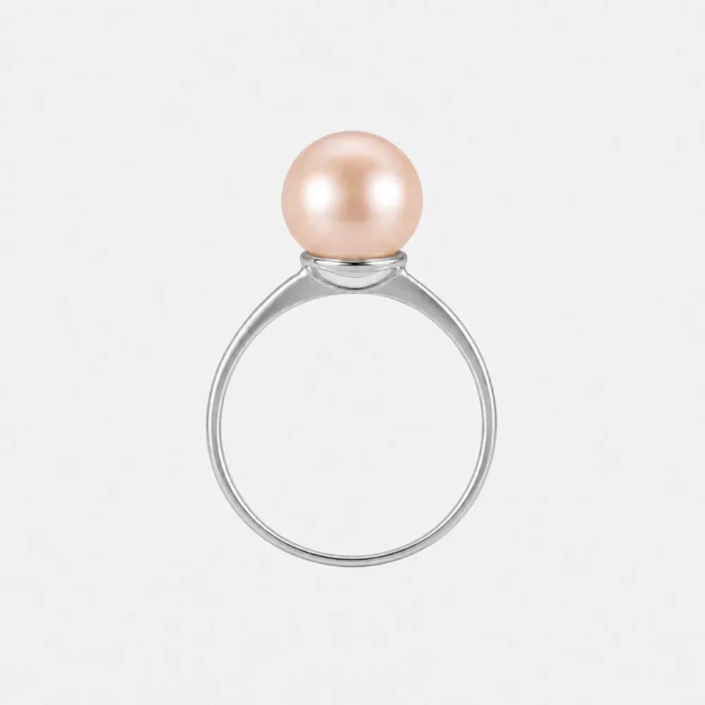 Delicate Pearl Ring with White Pearl | 7 - 10 mm | Button Pearl - Image 4