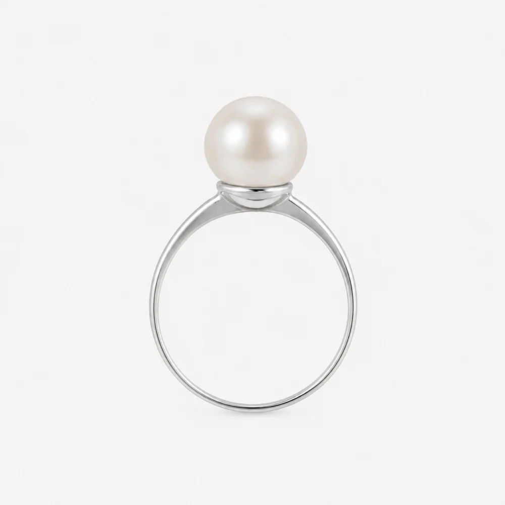 Delicate Pearl Ring with White Pearl | 7 - 10 mm | Button Pearl - Image 2