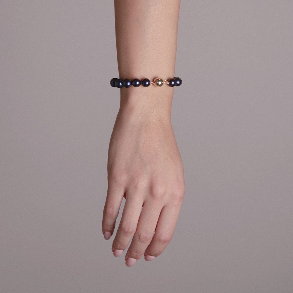 Classic Black Pearl Bracelet | 9.5 – 10.5 mm | Round Pearls - Image 2