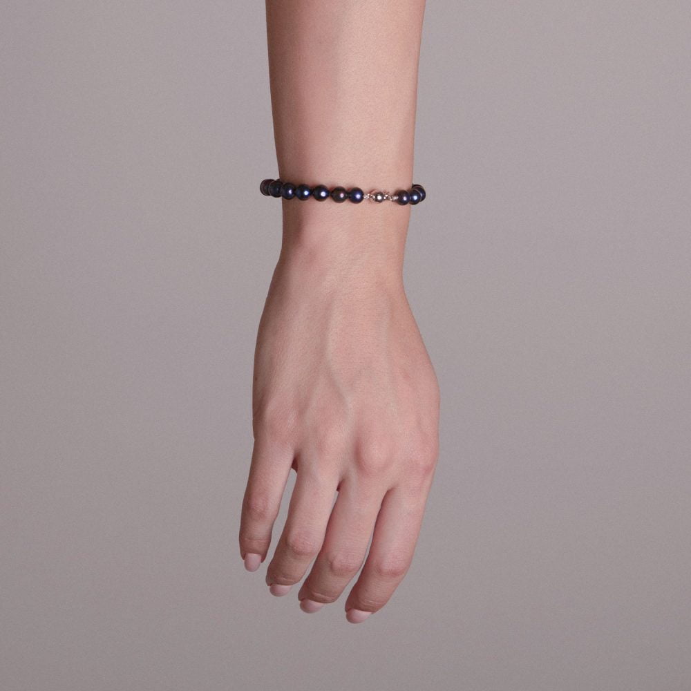 Classic Black Pearl Bracelet | 6.5 – 7.5 mm | Round Pearls - Image 2