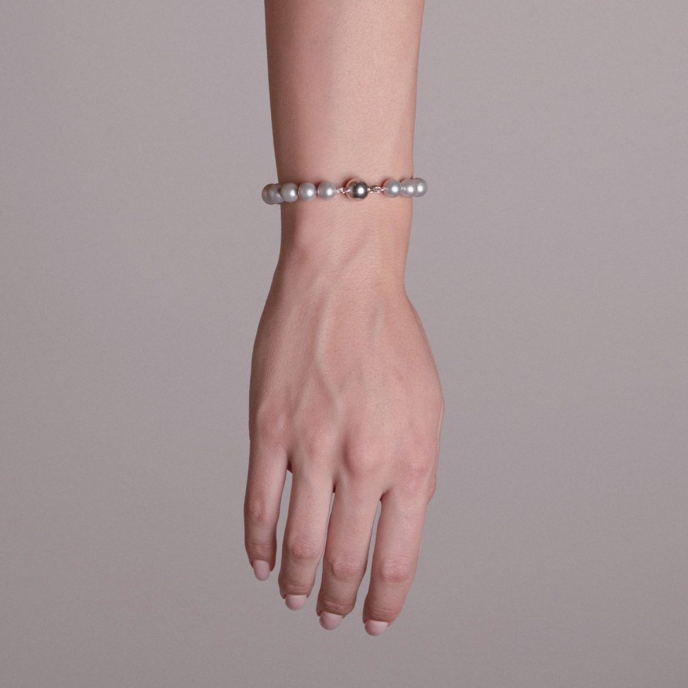 Classic Silver Grey Pearl Bracelet | 9.5 – 10.5 mm | Round Pearls - Image 2