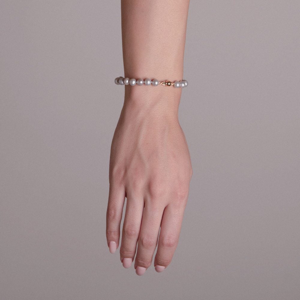 Classic Silver Grey Pearl Bracelet | 6.5 – 7.5 mm | Round Pearls - Image 2