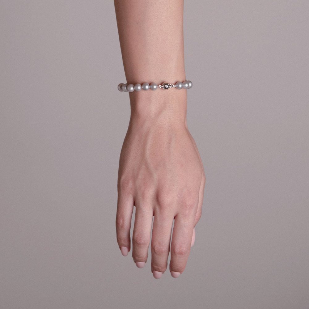Classic Silver Grey Pearl Bracelet | 8.5 – 9.5 mm | Round Pearls - Image 2
