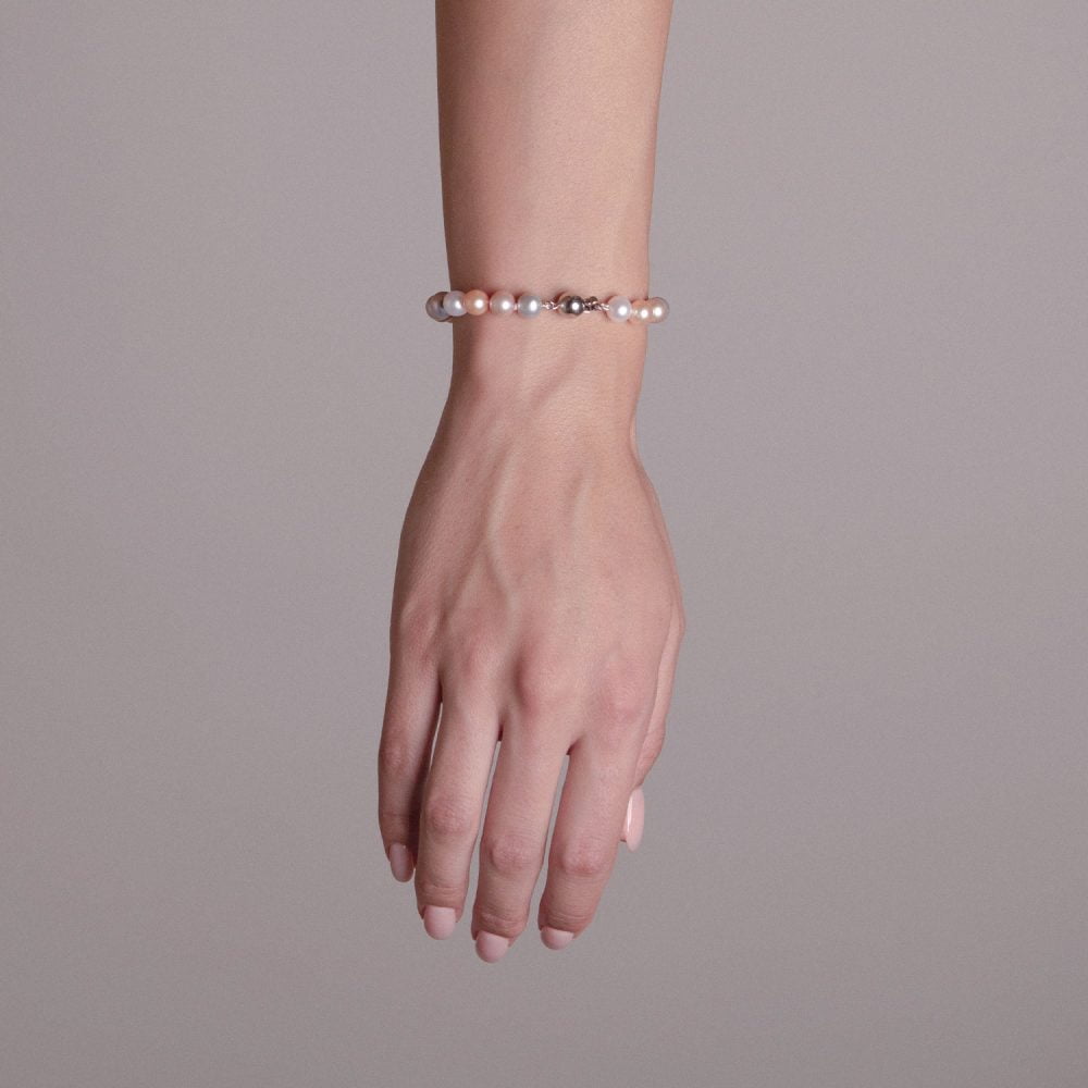 Classic Multicolored Pearl Bracelet | 7.5 – 8.5 mm | Round Pearls - Image 2