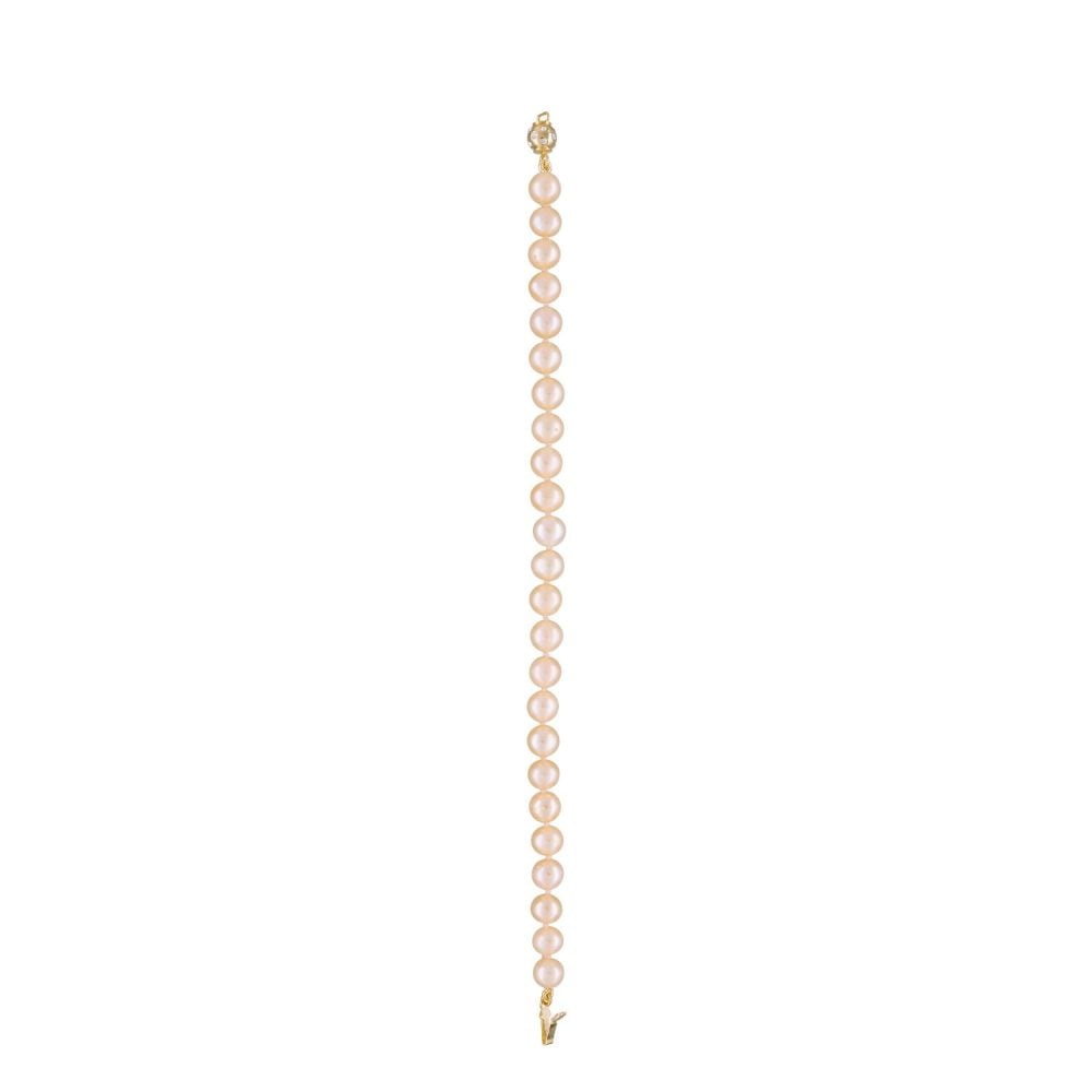 Classic Pink to Peach Pearl Bracelet | 5.5 – 6.5 mm | Round Pearls - Image 1