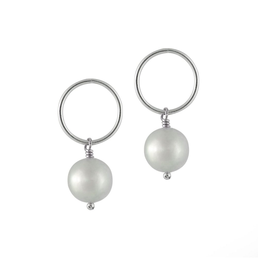 White Pearl Earrings | 7 – 10 mm | Round Pearls | VEP7 - Image 1