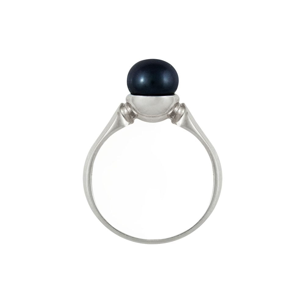 Pearl Ring with Black Pearl | 7 - 9 mm | Button Pearl | VRP2 - Image 2