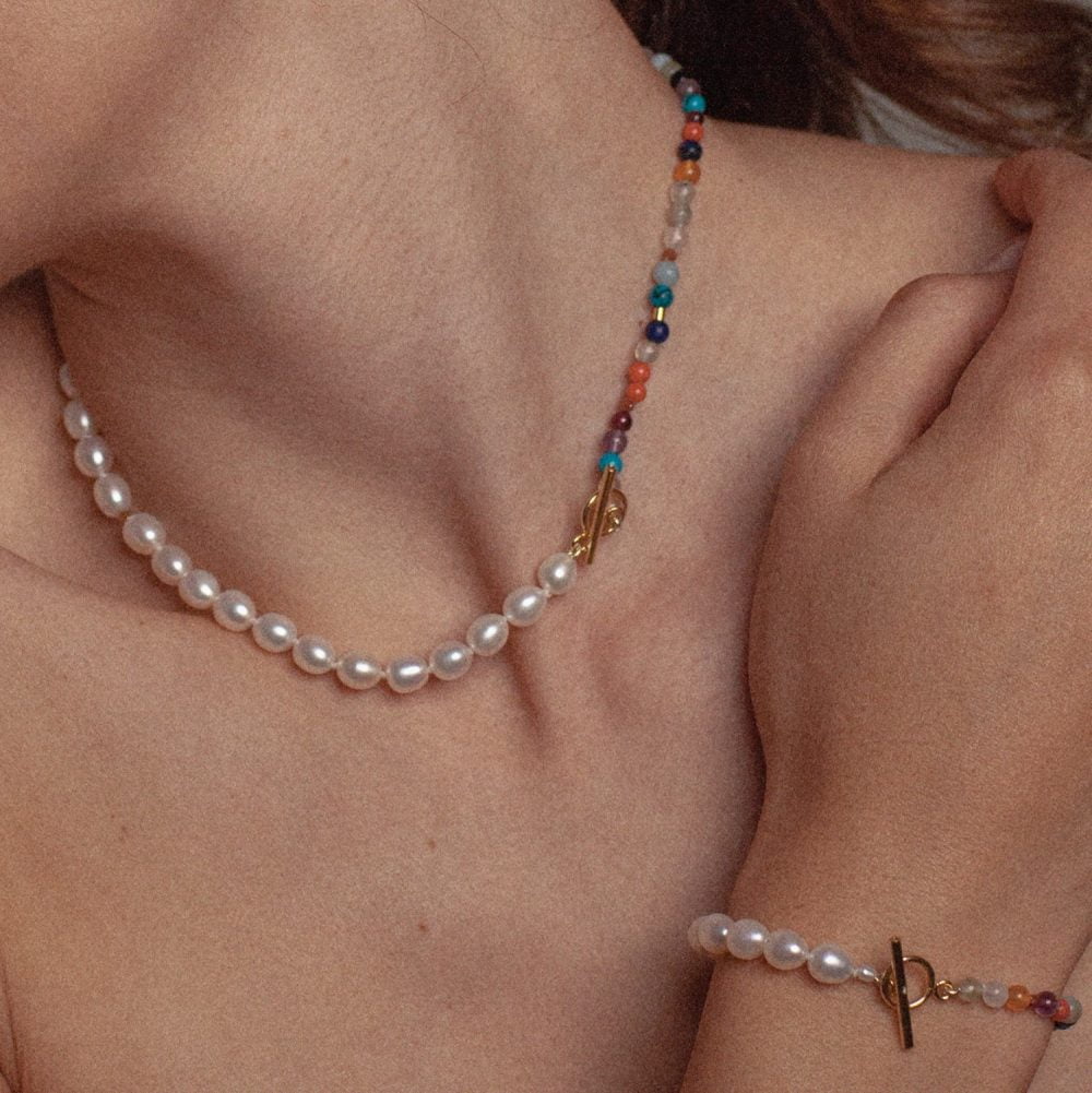 Set 'September' | 5.5 – 6.5 mm | Oval Pearls + Stones - Image 2