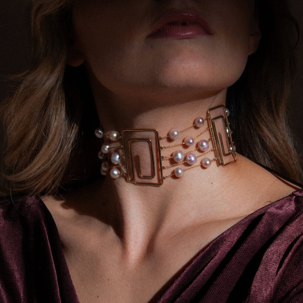 Gold Choker 'Antiquity' | 10.5 – 11.5 mm | Round Pearls - Image 4