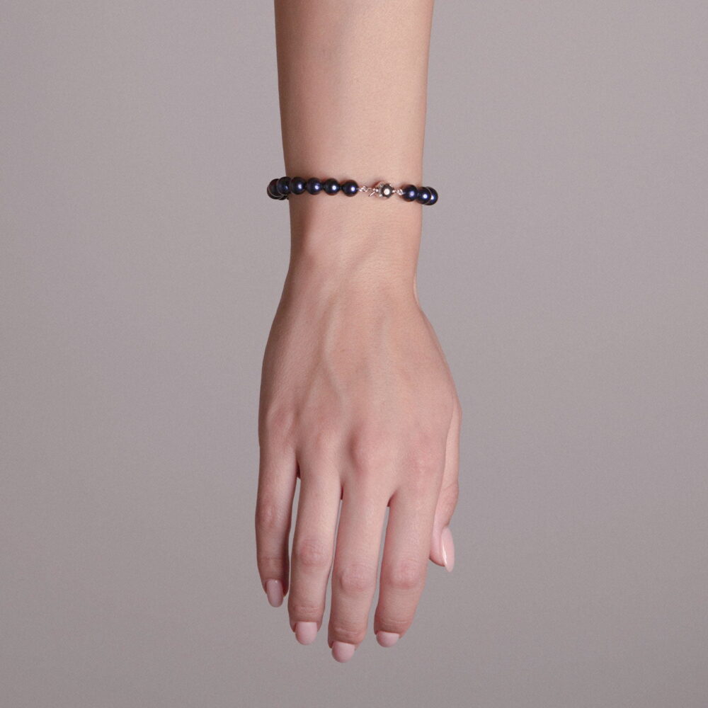 Classic Black Pearl Bracelet | 7.5 – 8.5 mm | Round Pearls - Image 2