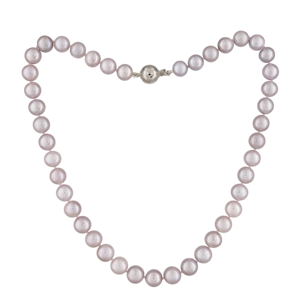 Classic Silver Grey Pearl Necklace | 9.5 – 10.5 mm | Round Pearls - Image 1