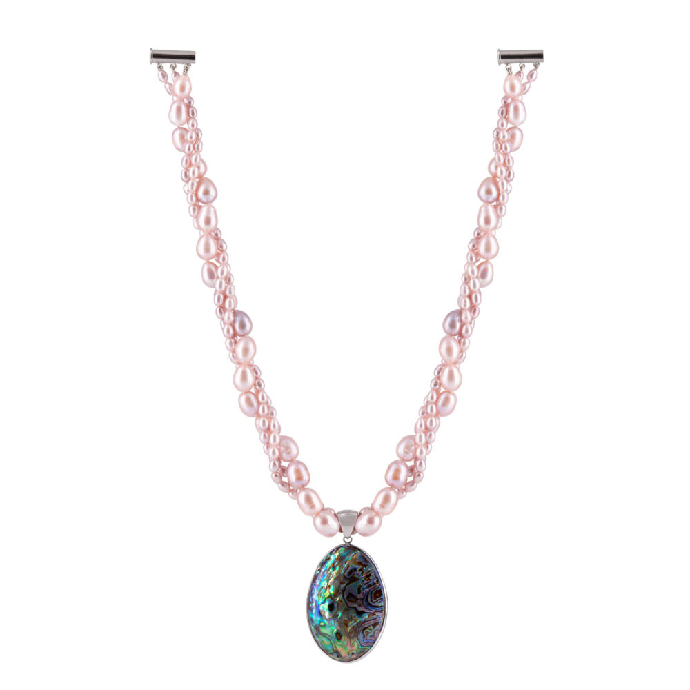 Twisted Pearl Necklace 'Tahitian Mother-of-pearl' | 3.5 – 9.5 mm | Oval Pearls - Image 2