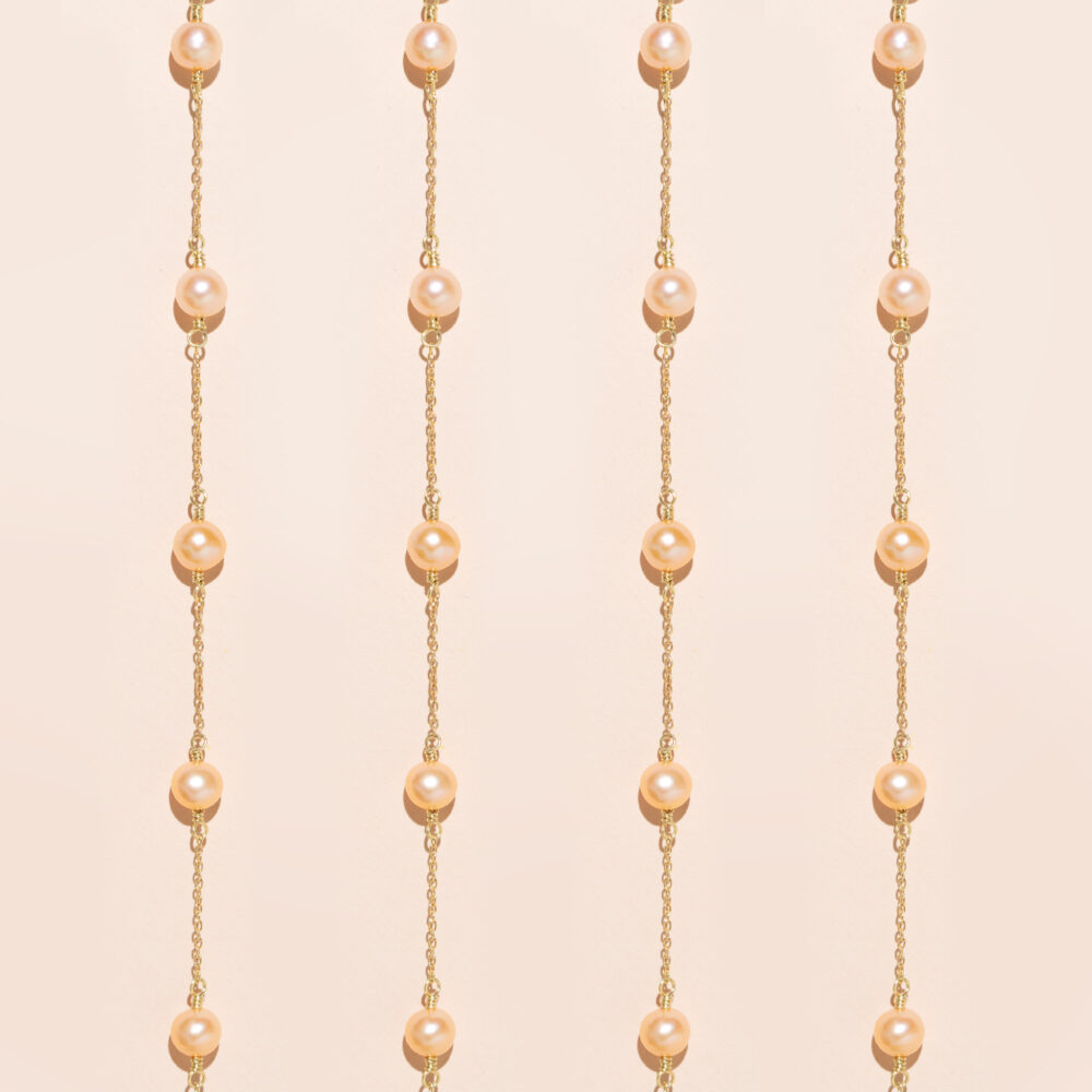 Delicate Pearl Bracelet on Chain | 6.5 – 7.5 mm | Round Pearls | 5 pcs. - Image 2