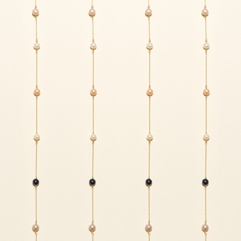 40 – 45 cm Fine Pearl Necklace on Chain | 6.5 – 7.5 mm | Round Pearls | 10 pcs. - Image 2