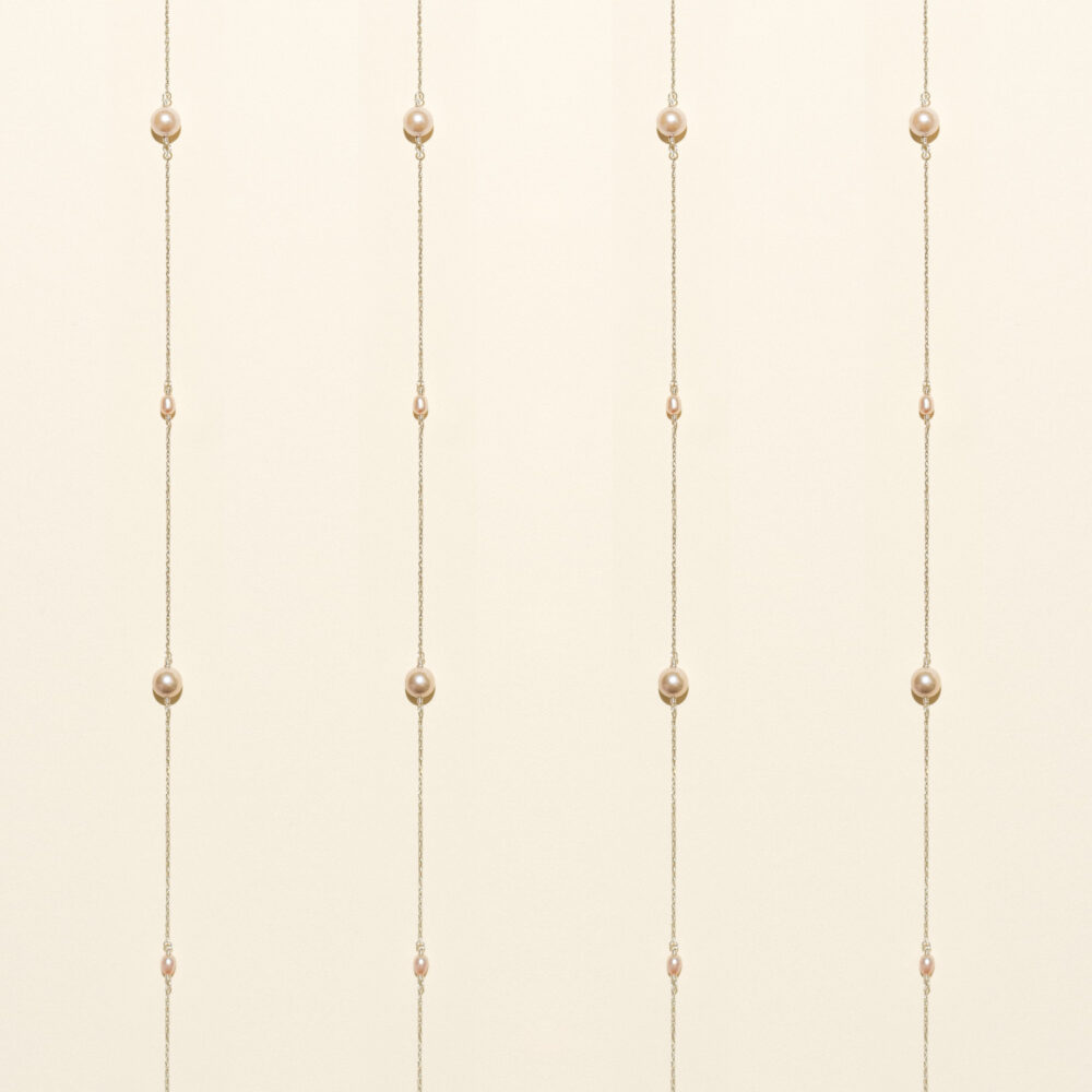 80 cm Fine Pearl Necklace on Chain | 6.5 – 7.5 mm + 3.5 – 4.5 mm | Round + Oval Pearls | 5 x 6 pcs. - Image 1