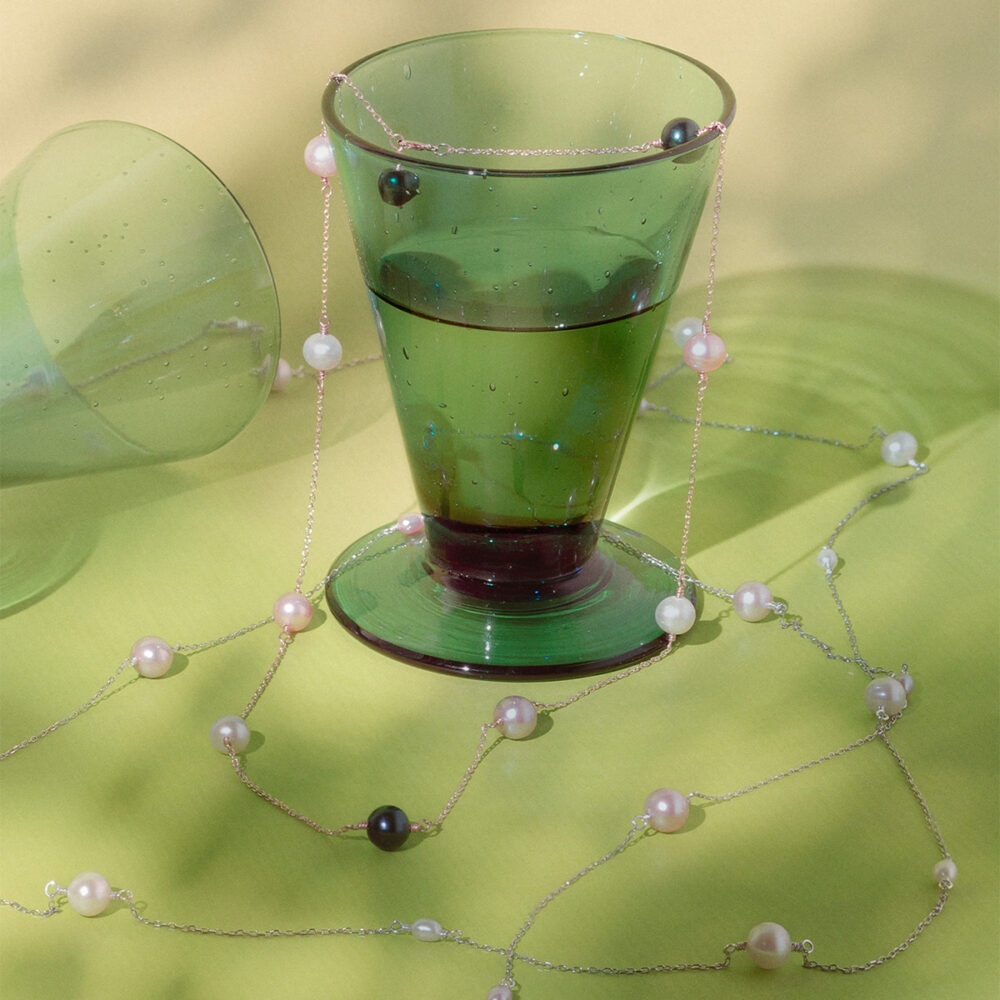 120 cm Fine Pearl Necklace on Chain | 6.5 – 7.5 mm + 3.5 – 4.5 mm | Round + Oval Pearls | 10 x 10 pcs. - Image 5