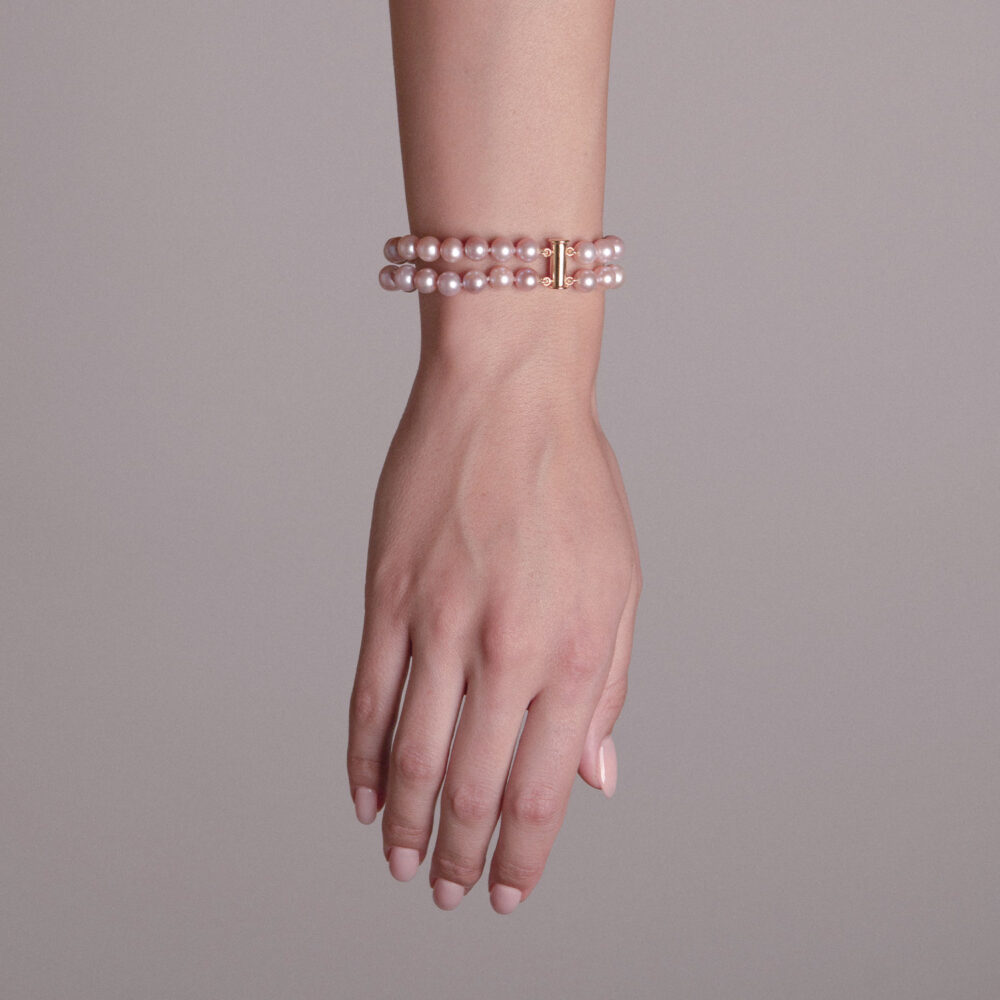 2 Row Classic Lavender Pearl Bracelet | 6.5 – 7.5 mm | Round Pearls - Image 2