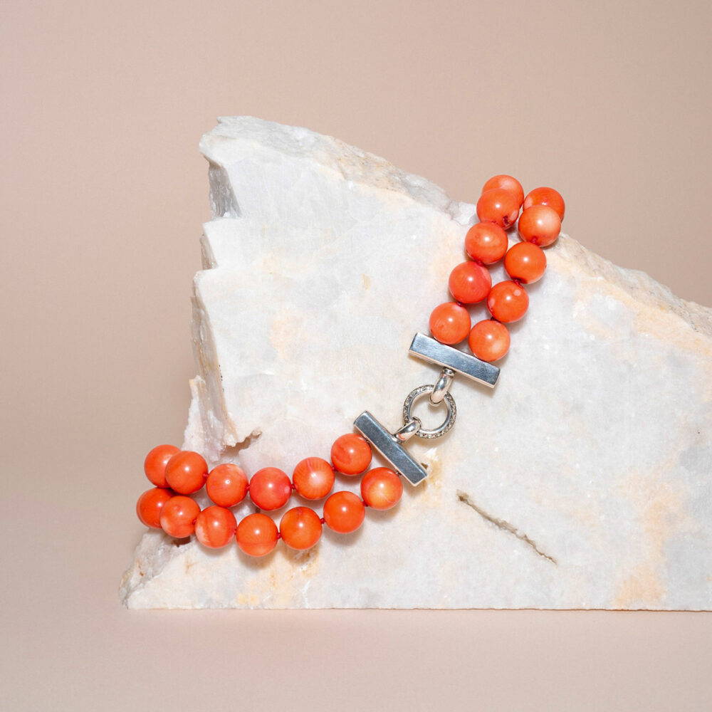 Double Row Necklace of Rare Large Pink Coral | 13.5 - 14.5 mm | Round Coral - Image 4