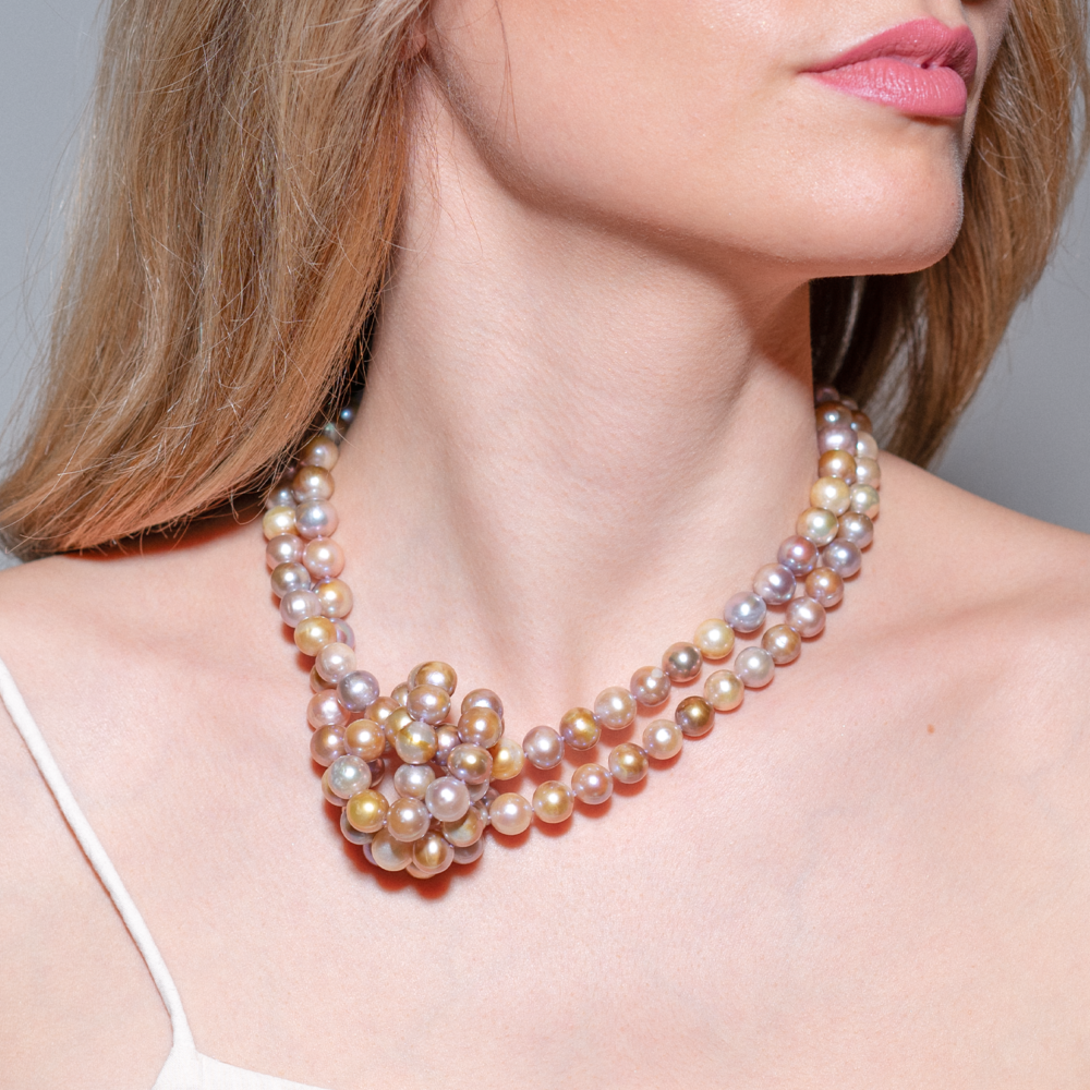 Extraordinary 120 cm Rope Multicolor Pearl Necklace | 9.5 – 10.5 mm | Round Pearls - Image 4