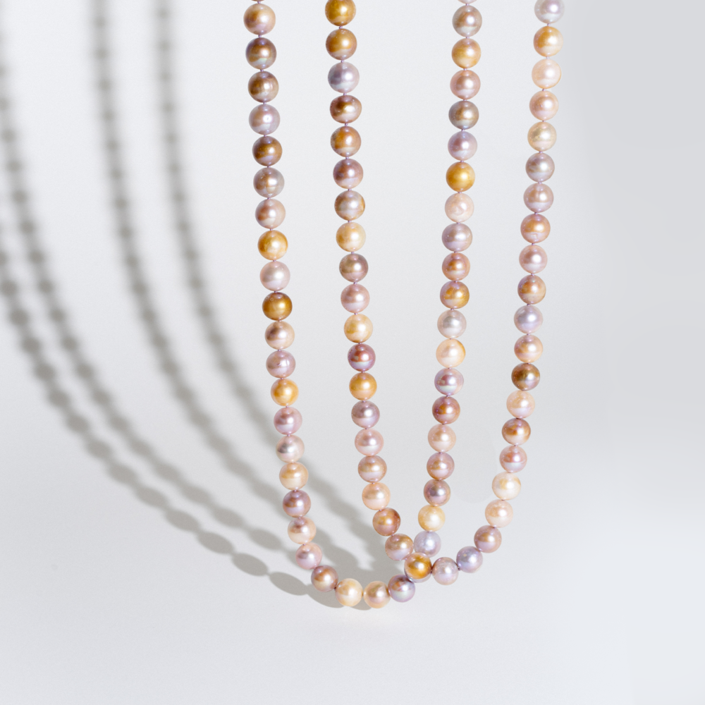 Extraordinary 120 cm Rope Multicolor Pearl Necklace | 9.5 – 10.5 mm | Round Pearls - Image 1