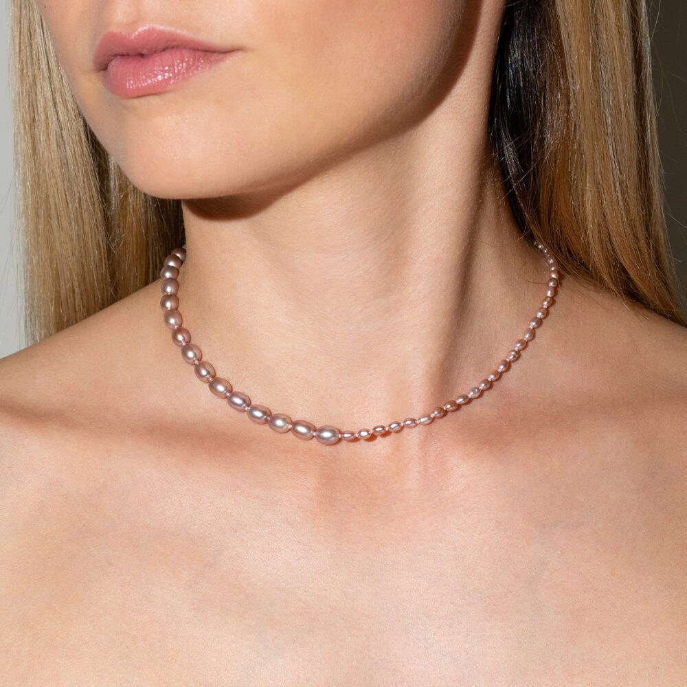 Classic Pearl Necklace with a Twist Nr. 5 | 2.5 – 5.5 mm | Oval Pearls - Image 3