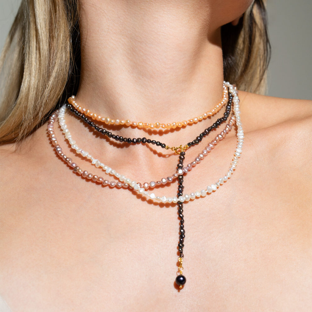 Adjustable Necklace + Ankle Bracelet Baby Pearls | 3.5 – 4.5 mm | Baroque Pearls - Image 1