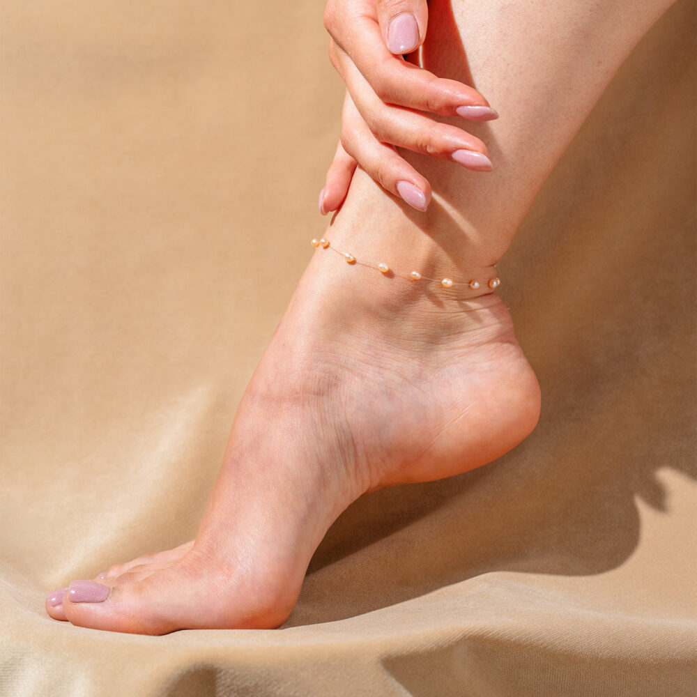 Gentle Pearl Ankle Bracelet | 2.5 – 3.5 mm | Oval Pearls - Image 1
