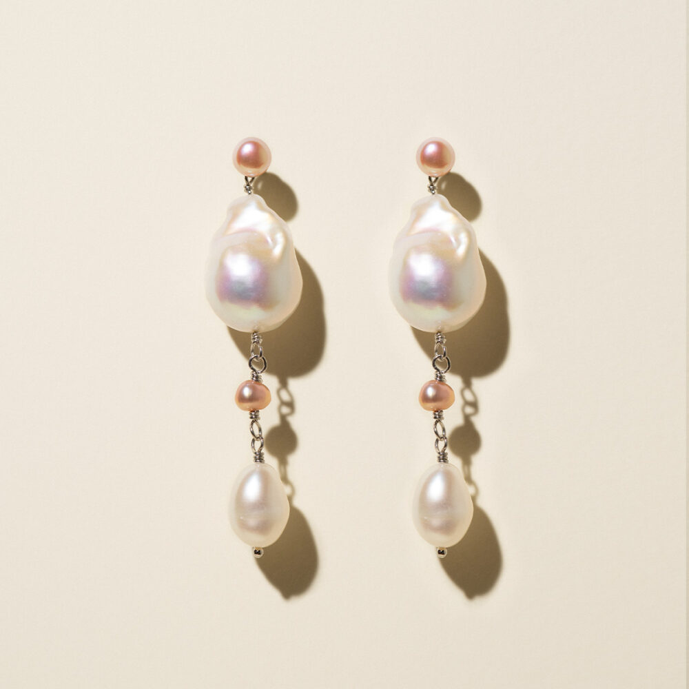 VELMAR_August_JOM_3 Detachable Two Colored Pearl Earrings | Fireball + Oval Pearls - Image 2