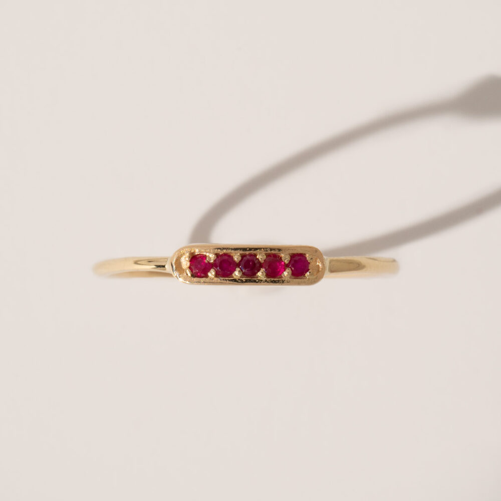 Minimalistic Gold and Precious Stone Ring | Diamond, Emerald, Ruby, Sapphire | 5 pcs. - Image 3