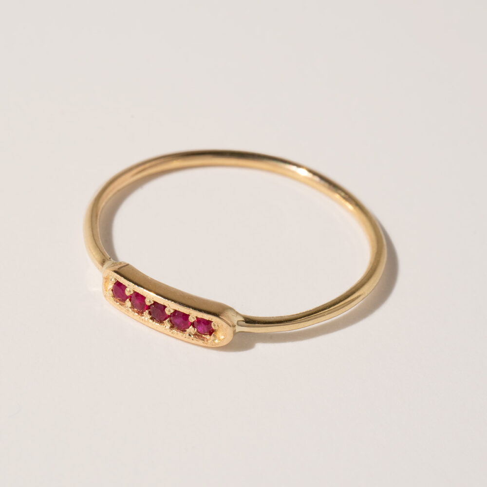 Minimalistic Gold and Precious Stone Ring | Diamond, Emerald, Ruby, Sapphire | 5 pcs. - Image 2
